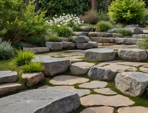 Ogród Tarnów z kamieniami